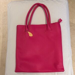 Hot Pink Faux Leather Tote Bag - MSC